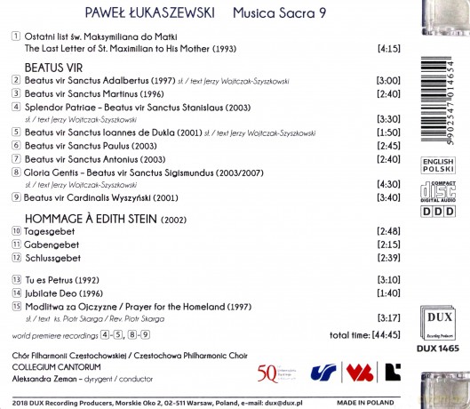 Paweł Łukaszewski: Musica Sacra 9 [CD]