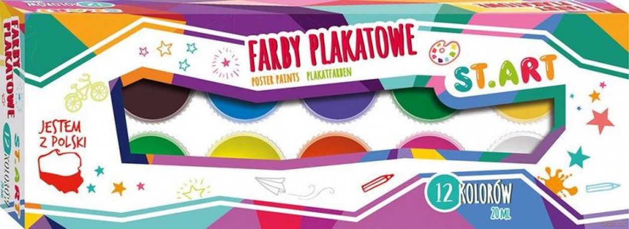 Farby plakatowe st.art 12 kolorów 20 ml