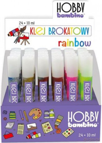 Klej brokatowy rainbow 24 szt. 10 ml bambino hobby