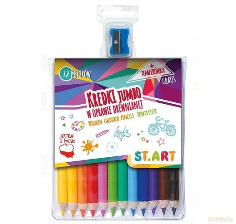 Kredki jumbo st.art 12 kolorów z temperówka