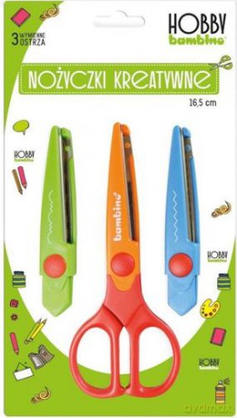 Nożyczki kreatywne 16 cm 2 wymienne ostrza blister bambino hobby