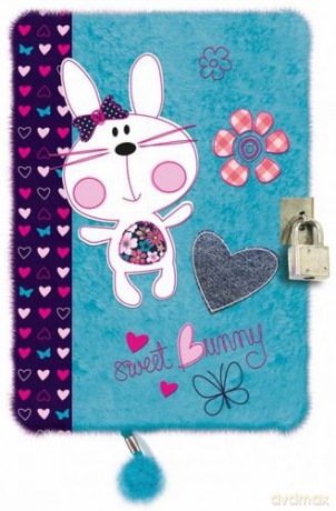 Pamiętnik A5 96k z kłódką pluszak sweet bunny blue