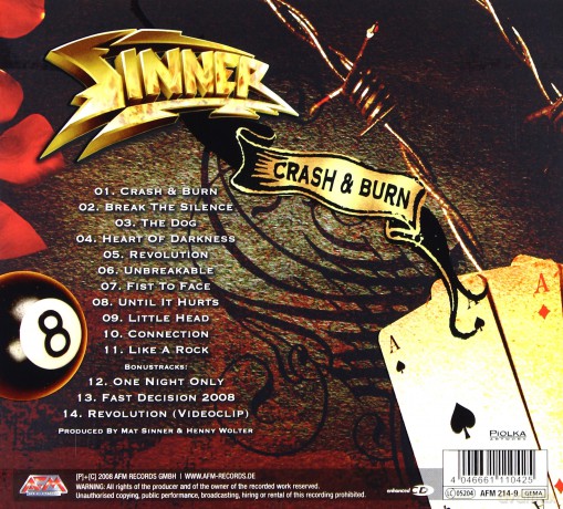 Sinner: Crash & Burn Limited Edition [CD]
