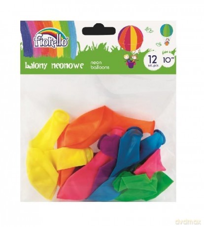 Balony Neon 10'' mix 12 sztuk