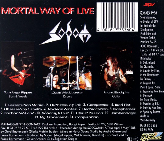 Sodom: Mortal Way Of Live [CD]
