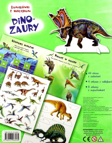 Łamigłówki z naklejkami Dinozaury [KSIĄŻKA]
