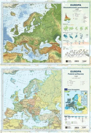Mapa Europy A2 Dwustronna ścienna (10 szt)