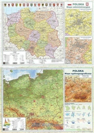 Mapa Polski A2 Dwustronna laminowana (10 szt)