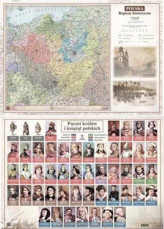 Mapa Polski A2 Laminowana Regiony Hist. (10 szt)