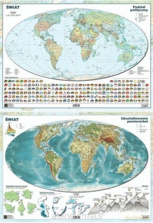 Mapa świata A2 Dwustronna ścienna (10 szt)