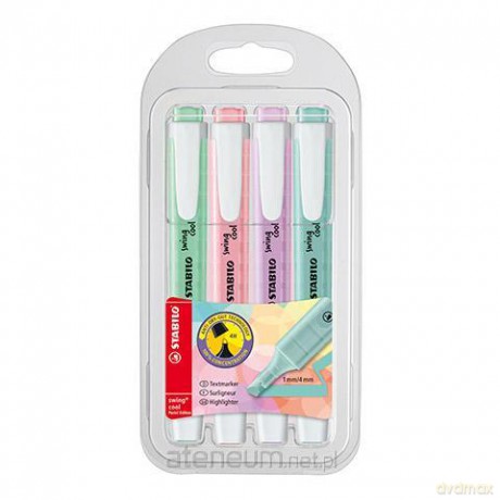 Zakreślacz Swing Cool etui 4 kolory Pastel