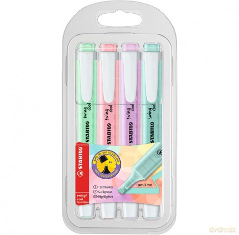 Zakreślacz Swing Cool etui 4 kolory Pastel