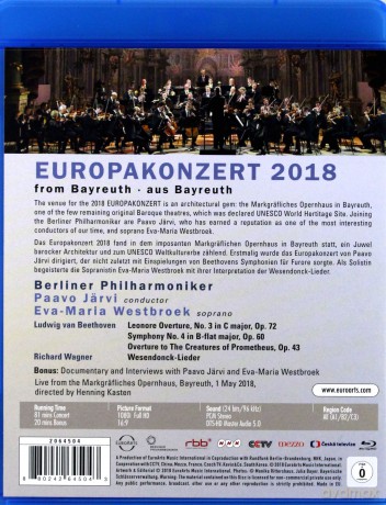Westbroek & Berliner Philharmoniker & Jarvi: Euroarts - Berliner Philharmoniker - Europakonzert 2018 - From The Markgräfliches Theater Bayreuth - Parvo Jarvi [Blu-Ray]