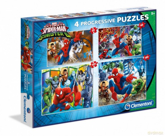 CLEMENTONI 20+60+100+180 el. Linia Specjalna Spider-Man [PUZZLE]