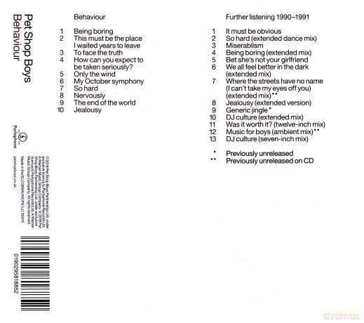 Pet Shop Boys: Behaviour: Further Listening 1 [2CD]