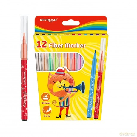 Flamastry Fiber Marker Keyroad 12 Kolorów