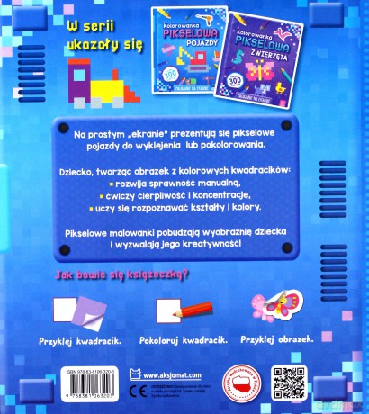 Kolorowanka Pikselowa z Naklejkami Pojazdy [KSIĄŻKA]