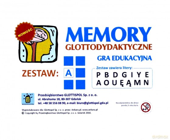 Memory Glottodydaktyczne Gra Edukacyjna Zestaw A [GRA]