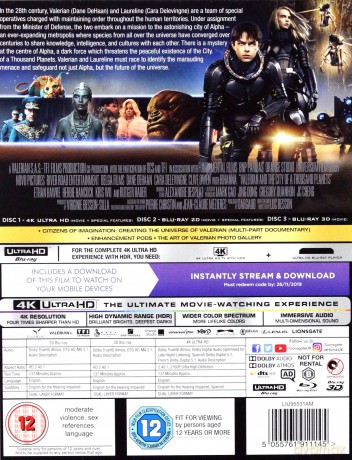 Valerian and The City Of A Thousand Planets (Valerian i miasto tysiąca planet) (steelbook) [Blu-Ray 4K]+[Blu-Ray 3D]+[Blu-Ray]