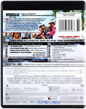 Mike & Dave Need Wedding Dates (Randka na weselu) [Blu-Ray 4K]+[Blu-Ray]