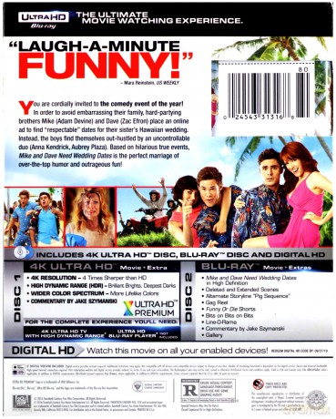 Mike & Dave Need Wedding Dates (Randka na weselu) [Blu-Ray 4K]+[Blu-Ray]