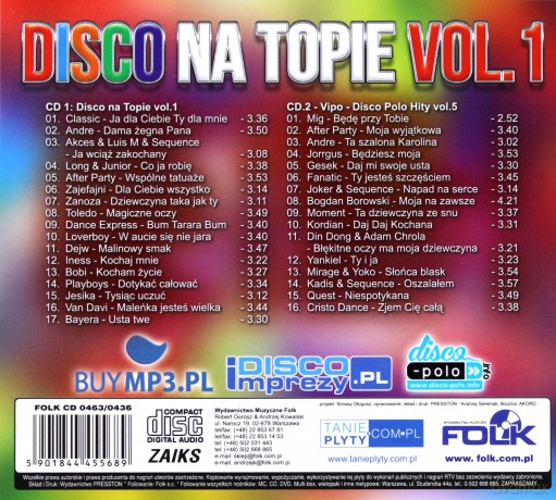 Disco na Topie vol. 1 / TOP 20 Najlepsze Hity Disco Polo vol. 3 / Vipo Disco Polo Hity vol. 8  Pakiet [6CD]