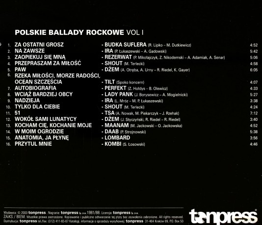 Polskie Ballady Rockowe vol. 1 [CD]