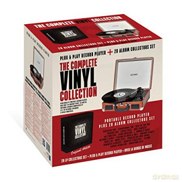 Gramofon brązowy + 20 Winyli [ELEKTRONIKA]+[20xWinyl]