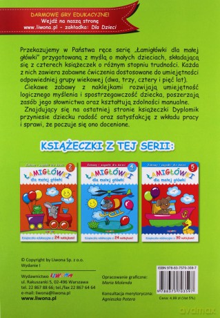 Łamigłówki dla małej główki 3 lata - Maria Molenda [KSIĄŻKA]