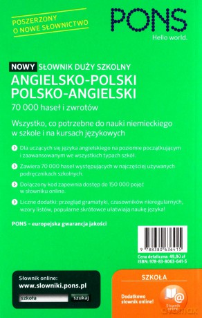 Nowy słownik duży szkolny angielsko-polsko-angielski [KSIĄŻKA]