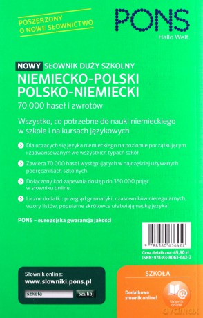 Nowy słownik duży szkolny niemiecko-polsko-niemiecki [KSIĄŻKA]