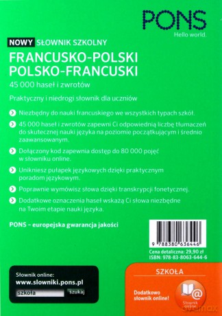 Nowy słownik szkolny francusko-polsko-francuski [KSIĄŻKA]