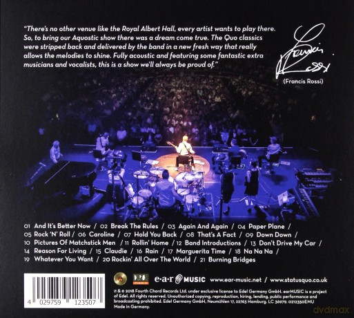 Status Quo: Down Down & Dignified At The Royal Albert Hall (digipack) [CD]