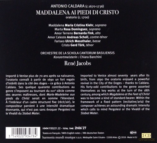 Antonio Caldara: Maddalena Ai Piedi Di Cristo Jacobs (digipack) [2CD]