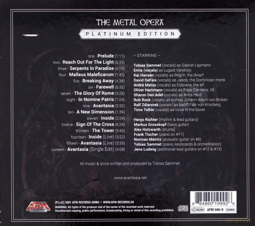 Avantasia: The Metal Opera Pt. I (Platinum Edition) (digipack) [CD]