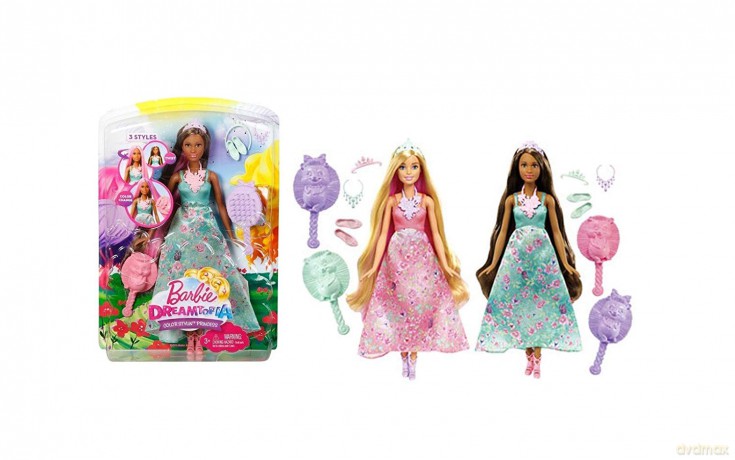 Barbie Księżniczki Kolorowe fryzury