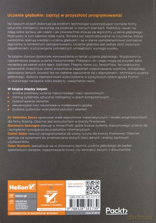 Deep Learning Uczenie Głębokie z Językiem Python Sztuczna Inteligencja i Sieci Neuronowe - Valentino Zocca, Gianmario Spacagna, Daniel Slater [KSIĄŻKA]