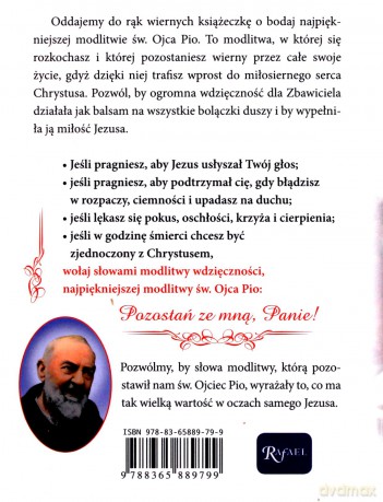 Pozostań Ze Mną Panie Modlitwa Wdzięczności Ojca Pio [KSIĄŻKA]