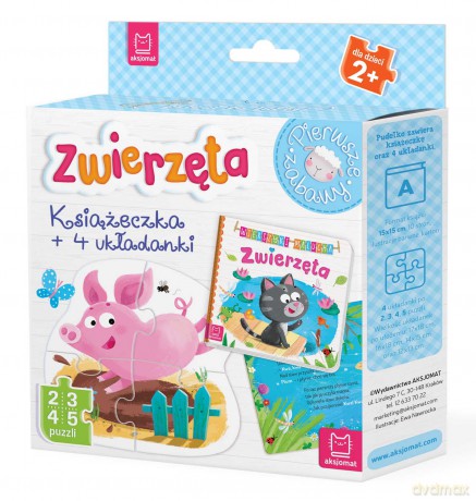 Zwierzęta Książeczka i Cztery Układanki Puzzle Dla Malucha [KSIĄŻKA]
