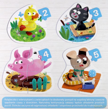 Zwierzęta Książeczka i Cztery Układanki Puzzle Dla Malucha [KSIĄŻKA]