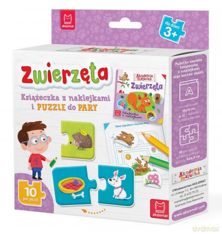 Zwierzęta Książeczka z Naklejkami i Puzzle do Pary [KSIĄŻKA]