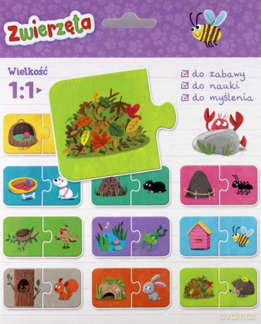 Zwierzęta Książeczka z Naklejkami i Puzzle do Pary [KSIĄŻKA]