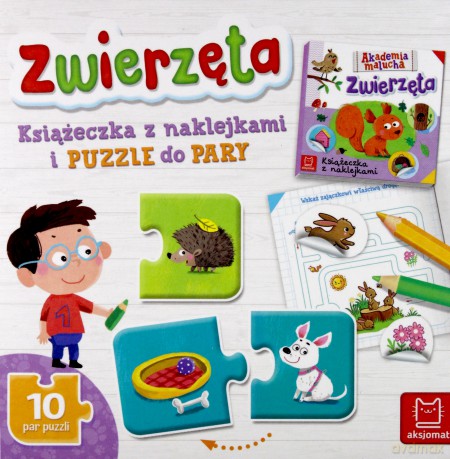 Zwierzęta Książeczka z Naklejkami i Puzzle do Pary [KSIĄŻKA]