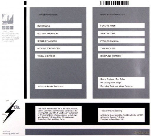 The Throbbing Gristle: Mission Of Dead Souls [2CD]