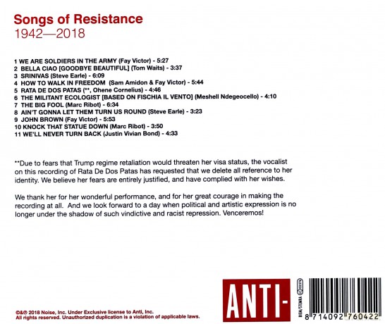 Marc Ribot: Songs Of Resistance 1942-2018 [CD]