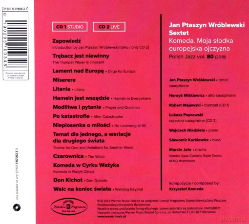 Jan Ptaszyn Wróblewski Sextet: Moja Slodka Europejska Ojczyzna (Polish Jazz vol. 80) [2CD]