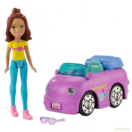 Lalka Barbie On The Go Fioletowy samochód