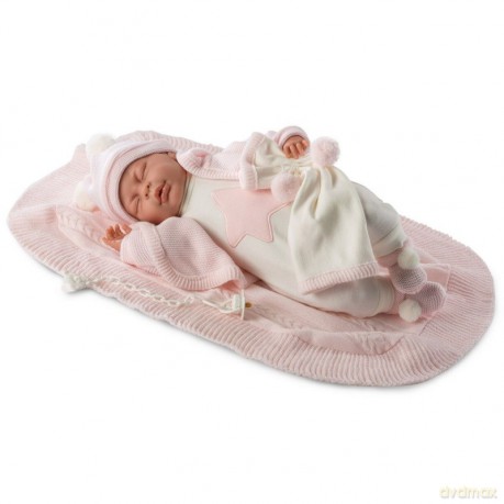 LLORENS Lalka Bobas Mimi na różowym kocyku 42 cm