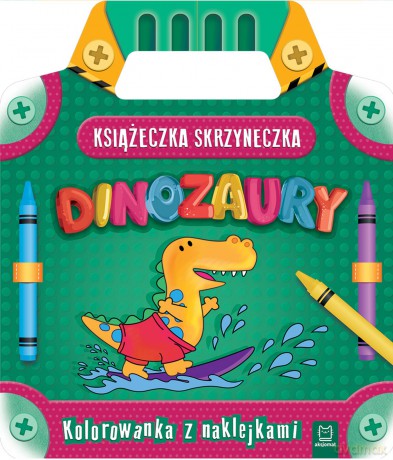 Książeczka skrzyneczka dinozaury. Kolorowanka z naklejkami [KSIĄŻKA]