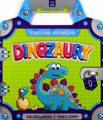 Książeczka skrzyneczka dinozaury. Kolorowanka z naklejkami [KSIĄŻKA]